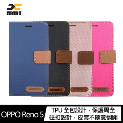 XMART OPPO Reno 5 斜紋休閒皮套