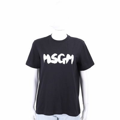 MSGM 字母草寫印花黑色短袖TEE T恤