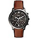 FOSSIL NEUTRA 時尚流行計時手錶 送禮首選-黑x咖啡錶帶/44mm FS5512 product thumbnail 1