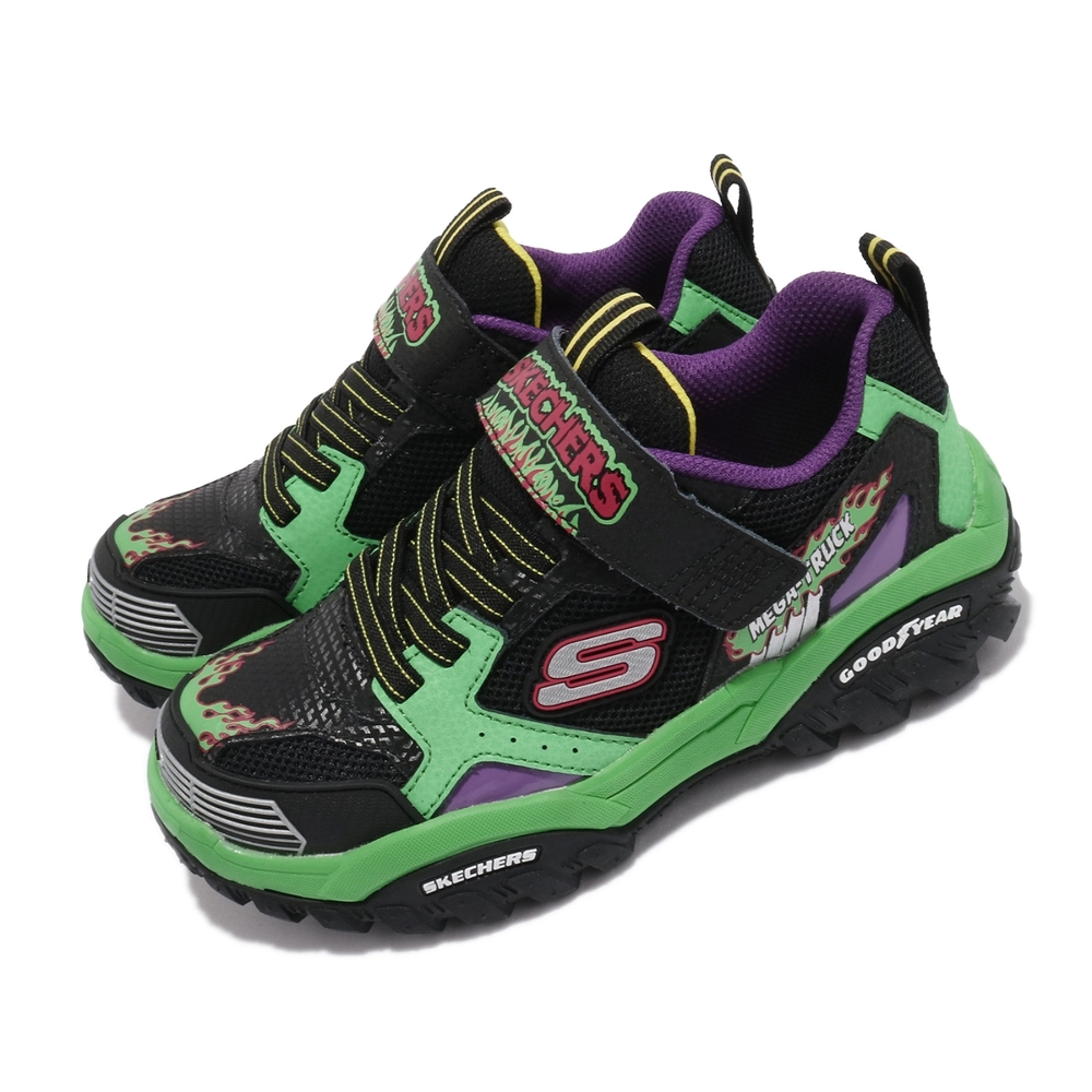 Skechers 休閒鞋 Turbo Speed 童鞋 怪獸卡車 輕量 避震 緩衝 固特異輪胎底 黑 綠 403760LBKMT