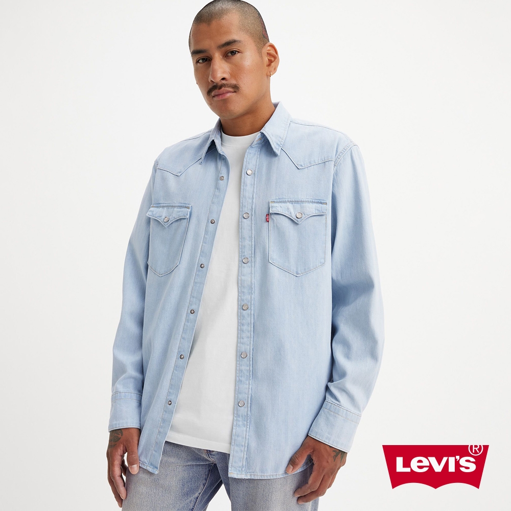 Levis 男款  BARSTOW WESTERN 50's 短牛角復古牛仔襯衫 / 淺藍