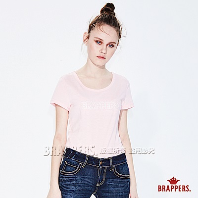 BRAPPERS 女款 立體刺繡LOGO短袖T恤-粉