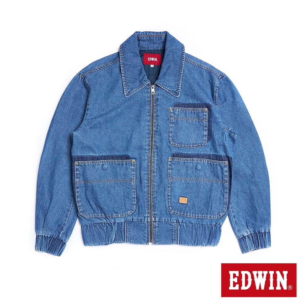 EDWIN 多口袋夾克外套-男-拔洗藍