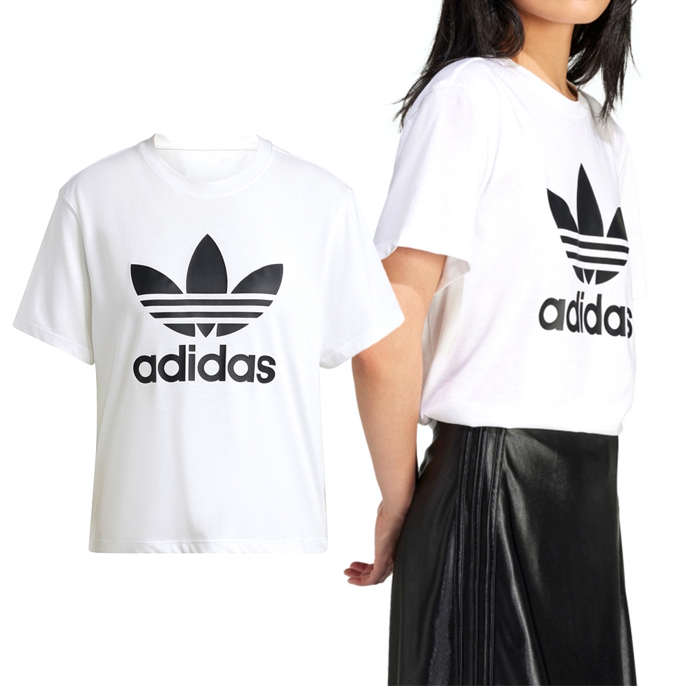 Adidas TRFL Tee Boxy 女款 白色 上衣 T恤 經典 三葉草 休閒 寬鬆 棉質 短袖 IN8441