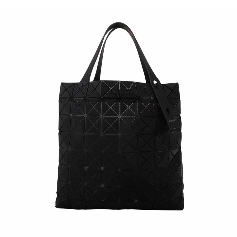 ISSEY MIYAKE  BAOBAO 側凹折尼龍幾何方格8x9手提包(霧面黑)