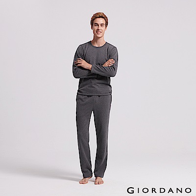 GIORDANO 男裝Homewear厚款內刷毛鬆緊素色居家褲-07 深花灰