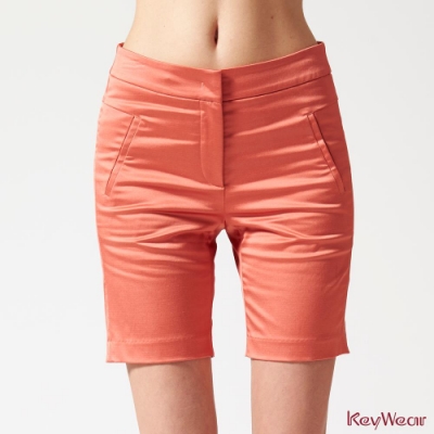 KeyWear奇威名品    時尚商務率性短褲-橘紅色
