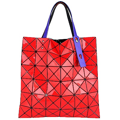 ISSEY MIYAKE 三宅一生BAOBAO跳色背帶三角方格6x6透光手提包(紅色)