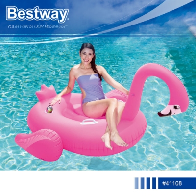 Bestway 41108火烈鳥造型充氣浮排坐騎游泳圈水上玩具附修補片.動物座騎充氣浮圈