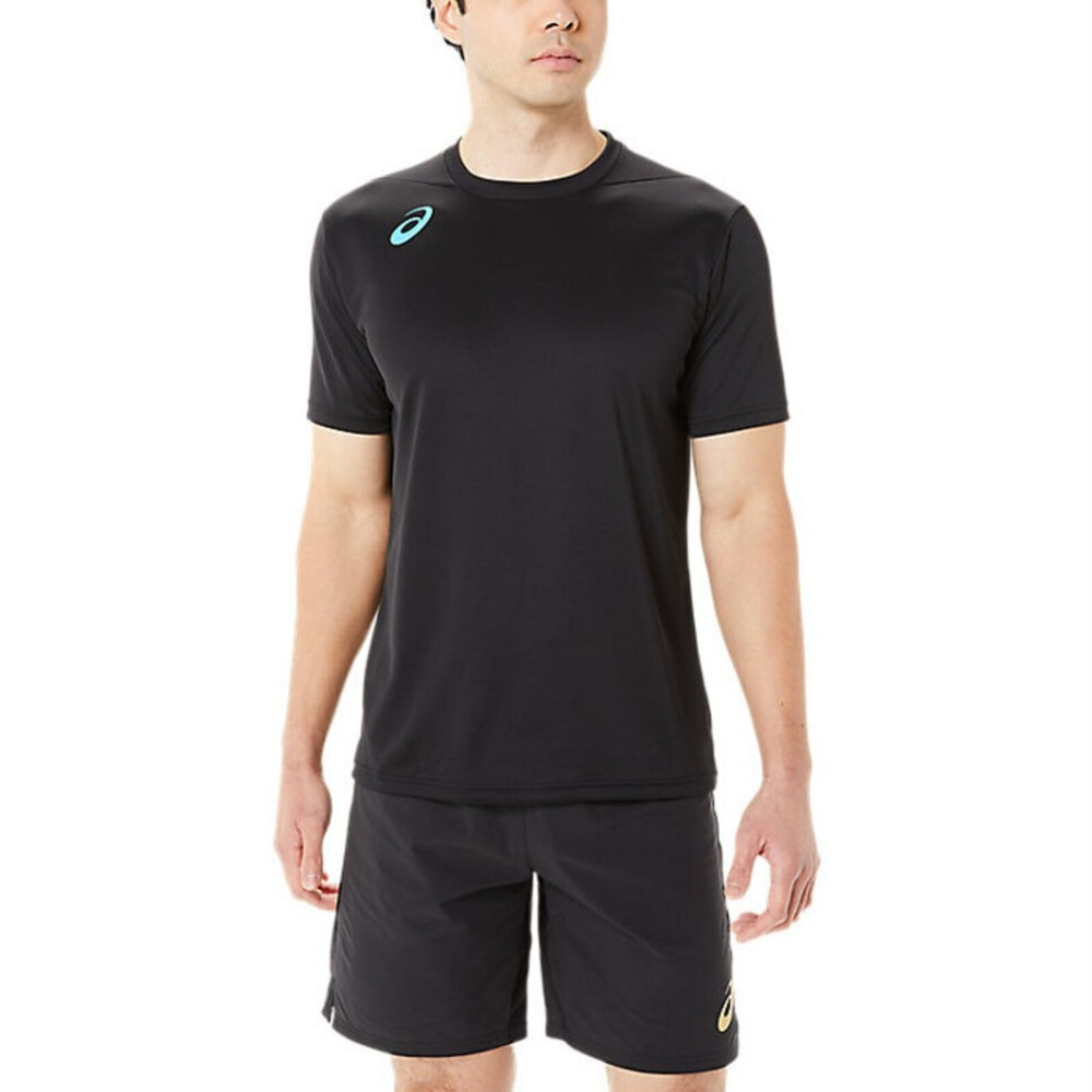 Asics [2051A308-002] 男 短袖 上衣 T恤 排球 運動 訓練 休閒 亞瑟士 黑