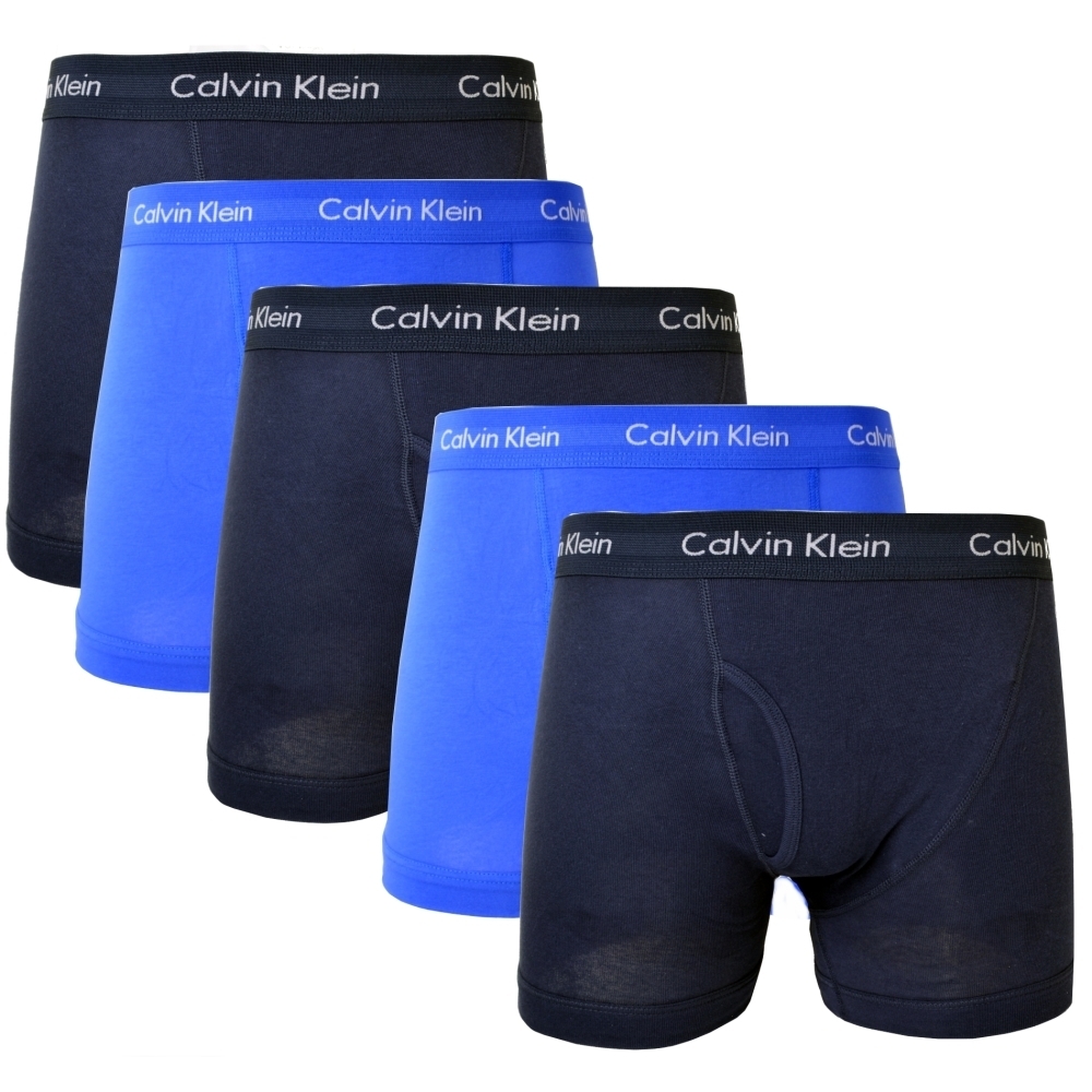 Calvin Klein ck Class fit 棉質彈性男四角內褲-超值雙色五入組