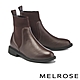 短靴 MELROSE 時髦異材質拼接牛皮彈力厚底短靴－棕 product thumbnail 1