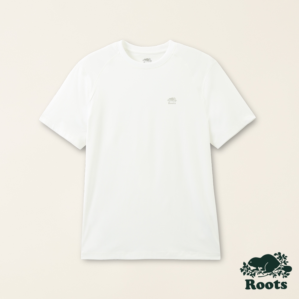 Roots男裝-城市悠遊系列 抗UV透氣快乾短袖T恤-白色