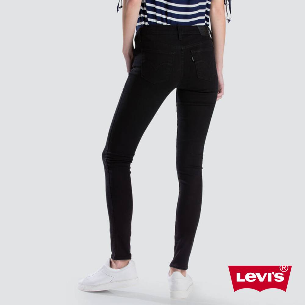 Levis 女款 711 中腰緊身窄管牛仔褲 黑色基本款 彈性布料