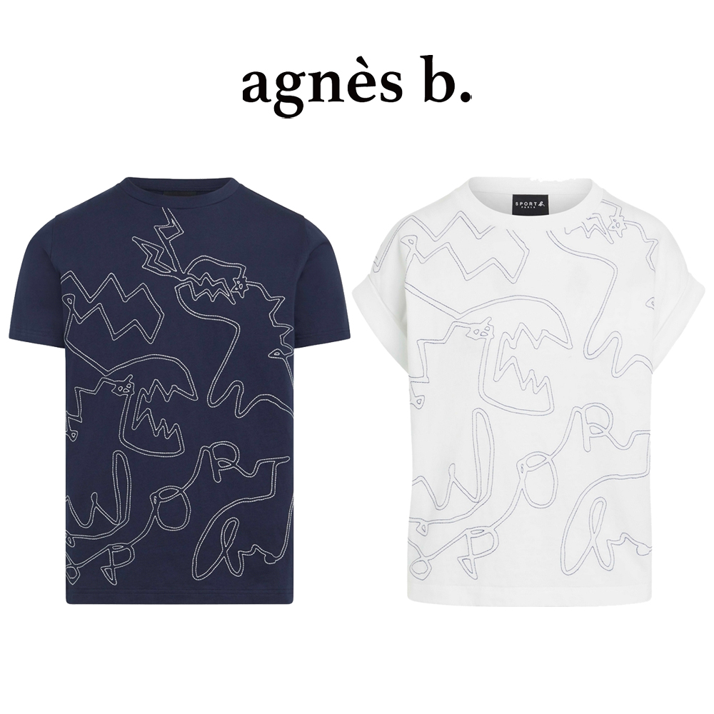agnes b. - Sport b. 滿版恐龍縫線 T 恤(男/女)