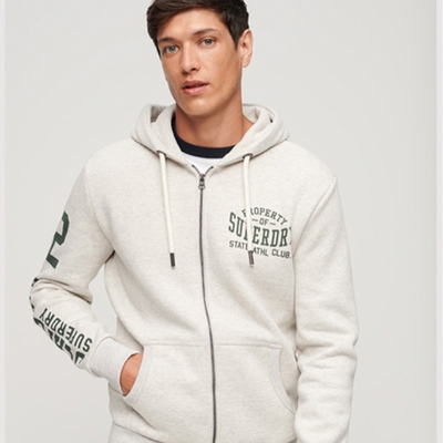 SUPERDRY 男裝 長連帽運動外套 Athletic Coll 灰