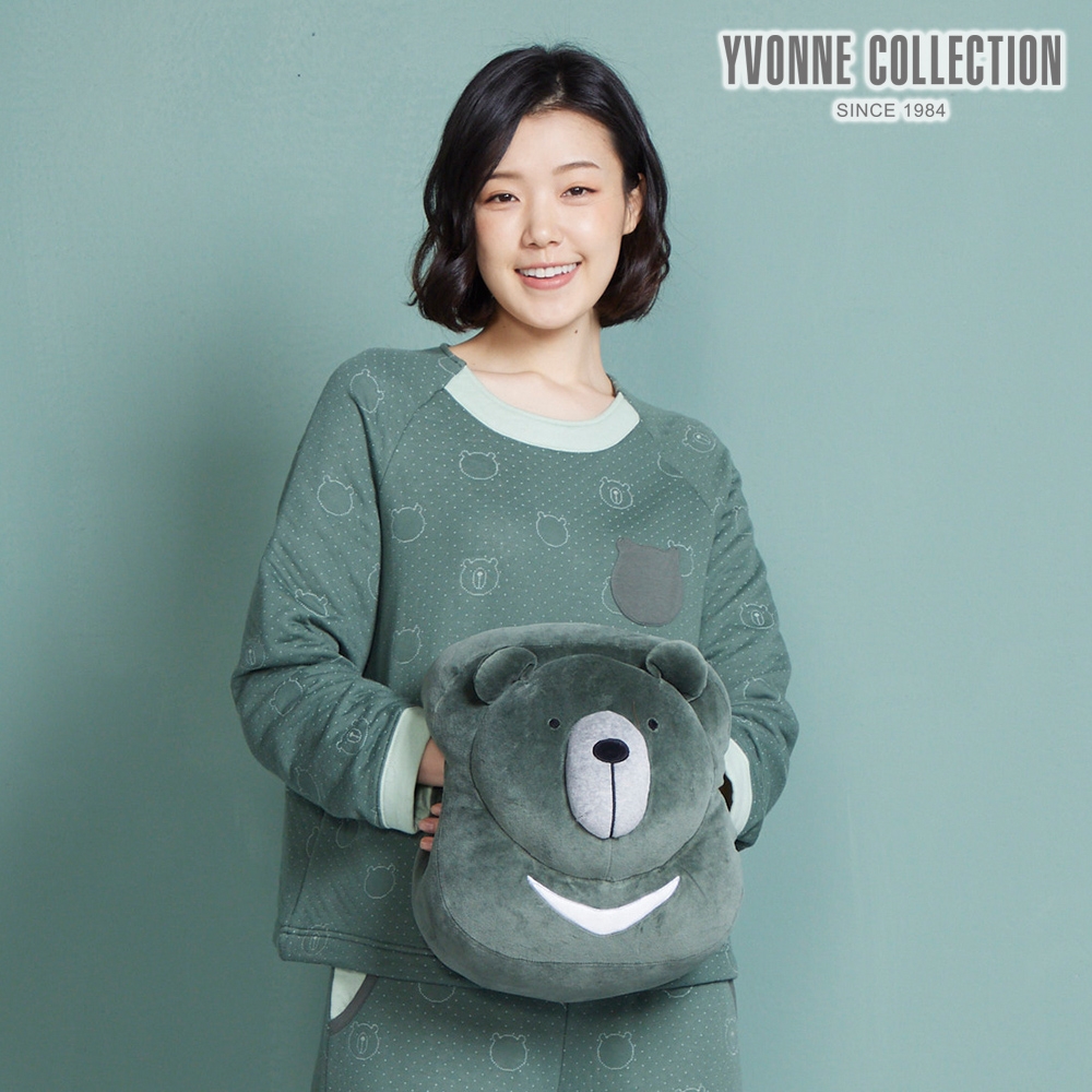 YVONNE COLLECTION 黑熊暖手枕- 夜幕綠