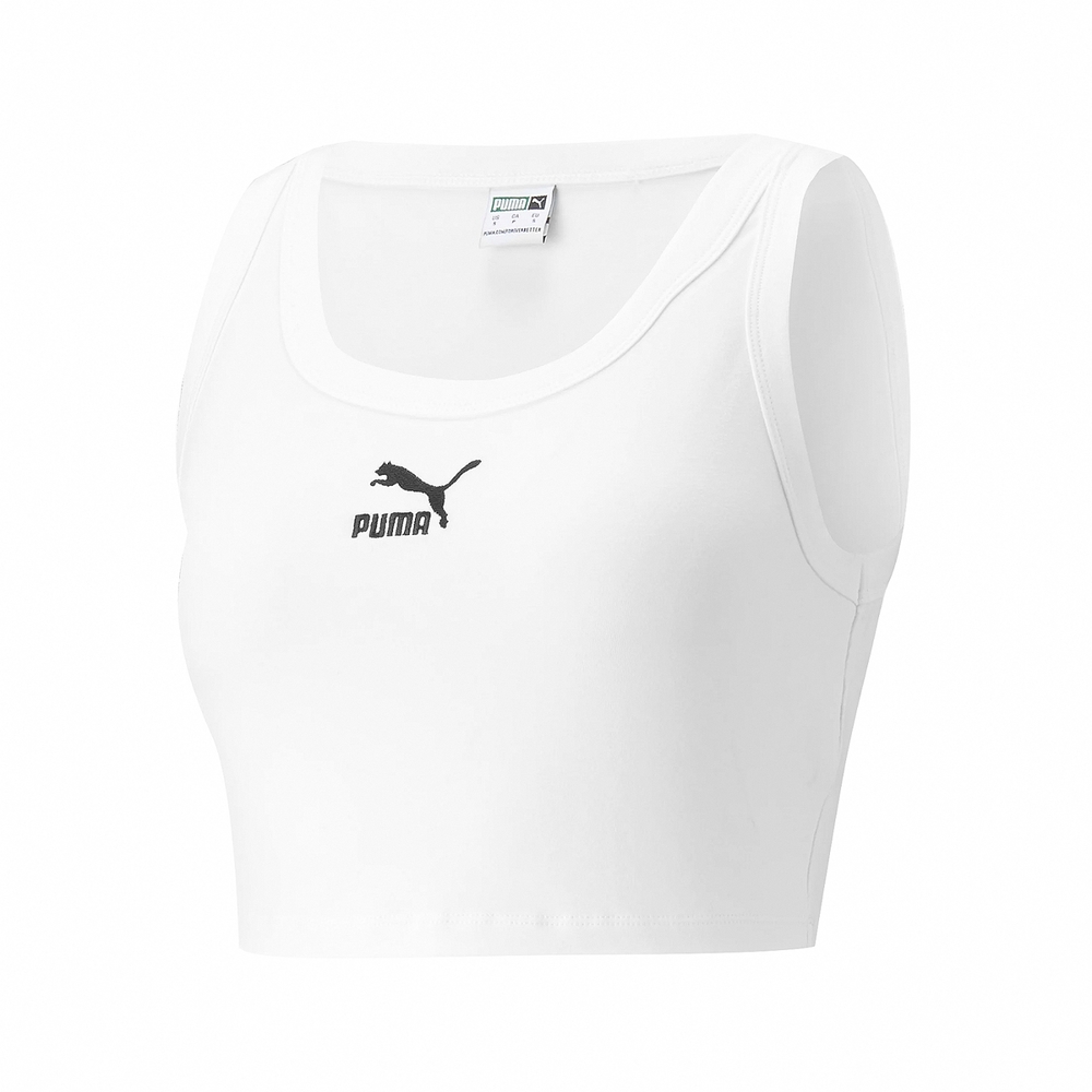 Puma 背心 Classics Crop Top Tank 女款 白 短版 合身 62025402