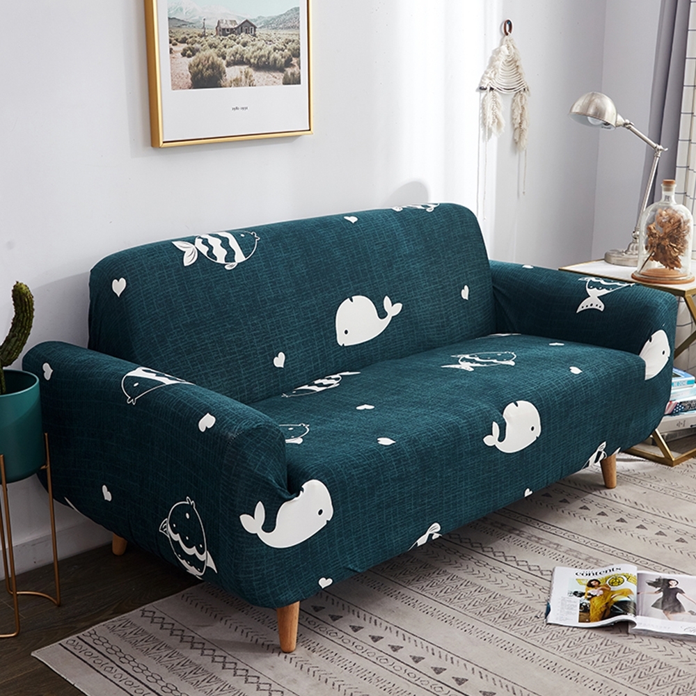 【歐卓拉】鯨魚漫舞彈性沙發套-1+2+3人座