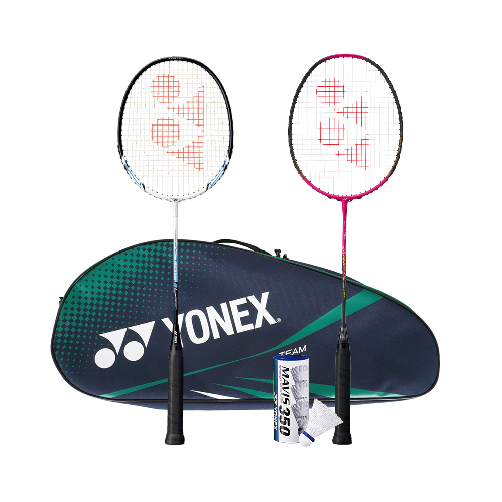 Yonex 雙人羽拍組 [DH09321-009] 初階 羽球拍*2 羽球*3 拍袋 TNMA