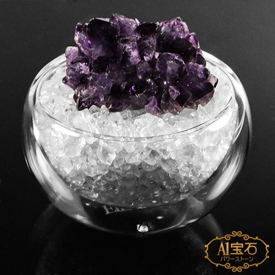 A1寶石 頂級紫水晶簇/白水晶聚寶盆-招財轉運居家風水必備