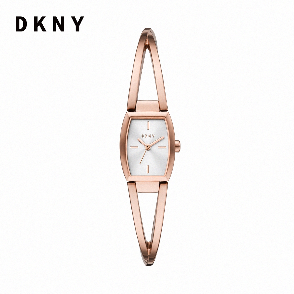 DKNY Crosswalk 經典交叉晶燦方錶不鏽鋼手腕錶 玫瑰金不鏽鋼鍊帶 22MM NY2937