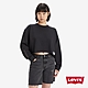 Levis 青春活力系列 女款 寬鬆落肩短版大學T / 未加工剪裁下擺/ 背面Logo標語 魚子黑 product thumbnail 1