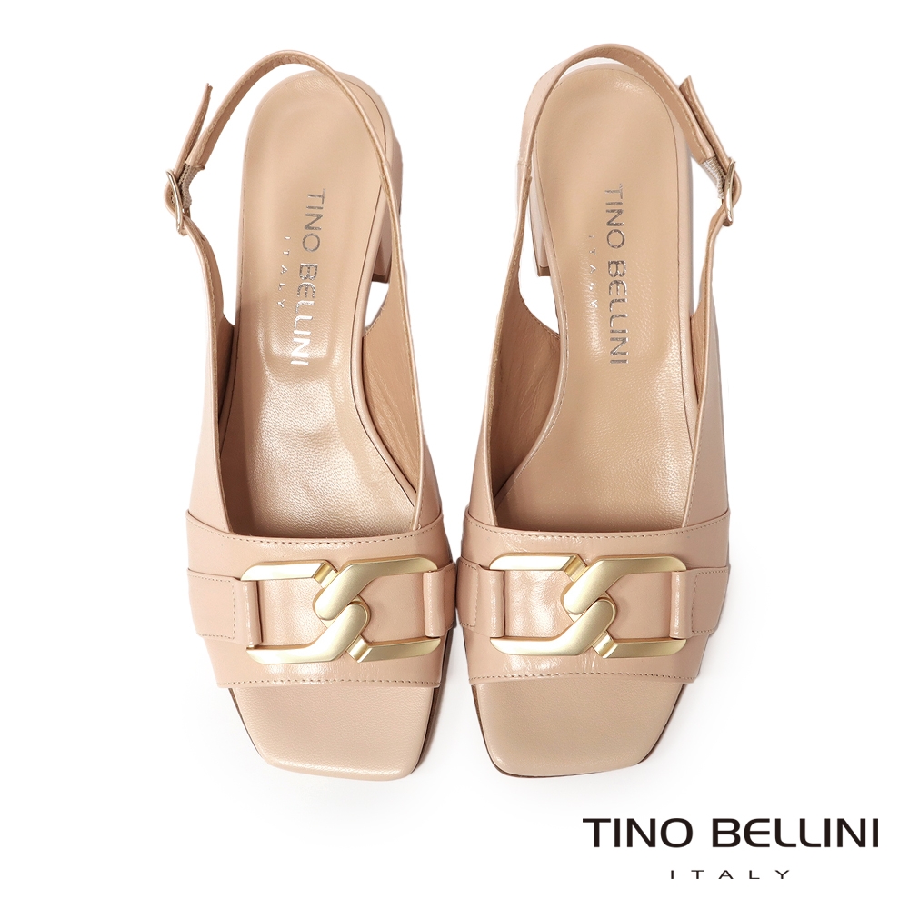 TINO BELLINI 歐洲進口全真皮魚口低跟涼鞋FSKT010(裸膚)