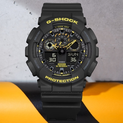 CASIO 卡西歐 G-SHOCK 搶眼風格 黑x黃雙顯腕錶 禮物推薦 畢業禮物 51.2mm / GA-100CY-1A