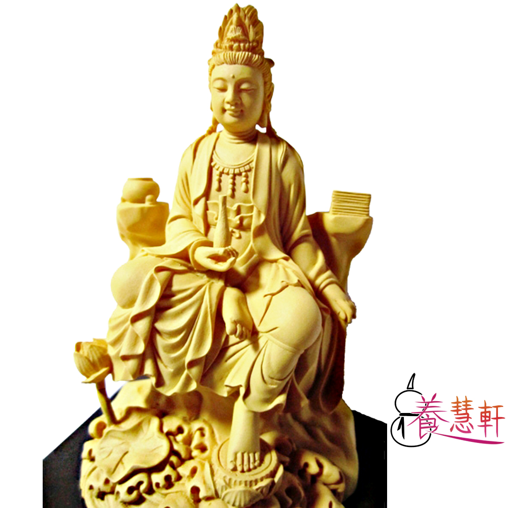 養慧軒 金剛砂陶土精雕佛像 自在觀音菩薩(木色)(高12cm)