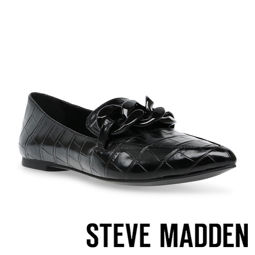 STEVE MADDEN-FAMED 飾扣壓紋平底鞋-黑色