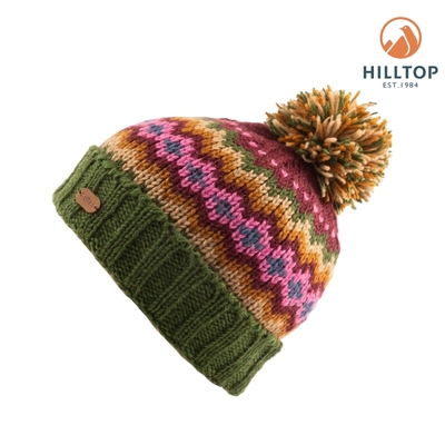 【Hilltop 山頂鳥】KuSan 素色針織毛球保暖羊毛帽 綠｜PH41XXZ6KUM0
