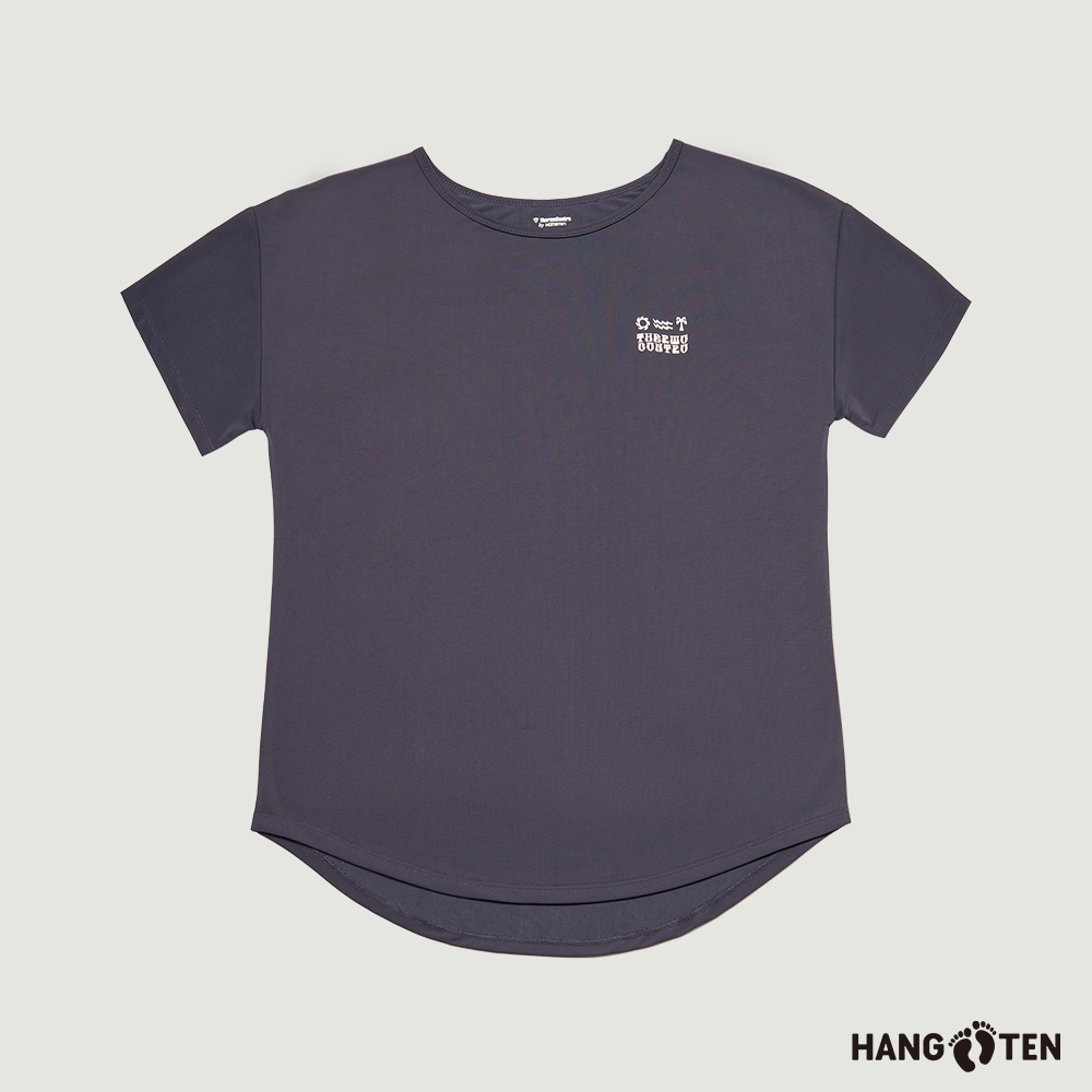 Hang Ten-女裝-THERMOCONTRO涼感吸濕快乾左胸印花短袖T恤-石板灰