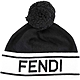 FENDI 毛球反摺字母標誌混羊毛針織帽(黑色) product thumbnail 1