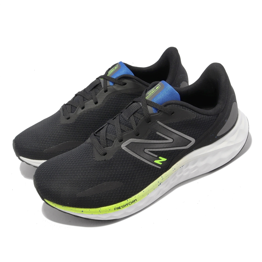 New Balance 慢跑鞋 Arishi V4 2E Wide 男鞋 黑 藍黃 寬楦頭 緩震 針織 路跑 運動鞋 MARISPK42E