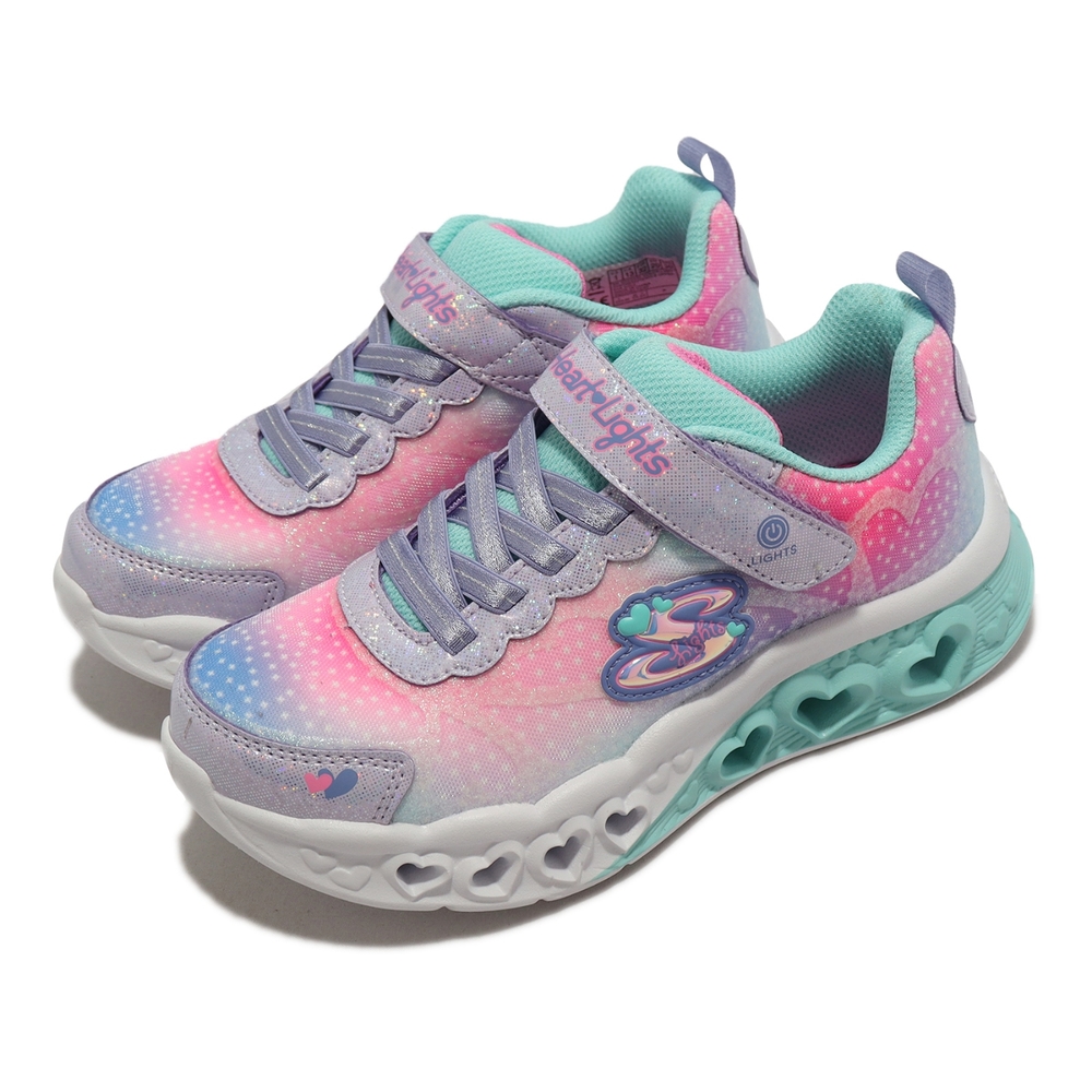 Skechers 休閒童鞋 S Lights-Flutter Heart Lights 藍 燈鞋 愛心 魔鬼氈 中童 302315LLVMT