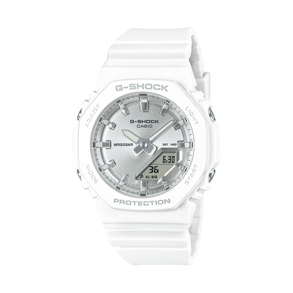 CASIO卡西歐 G-SHOCK  白色假期 耀眼銀白 八角形錶殼 GMA-P2100VA-7A_40.2mm