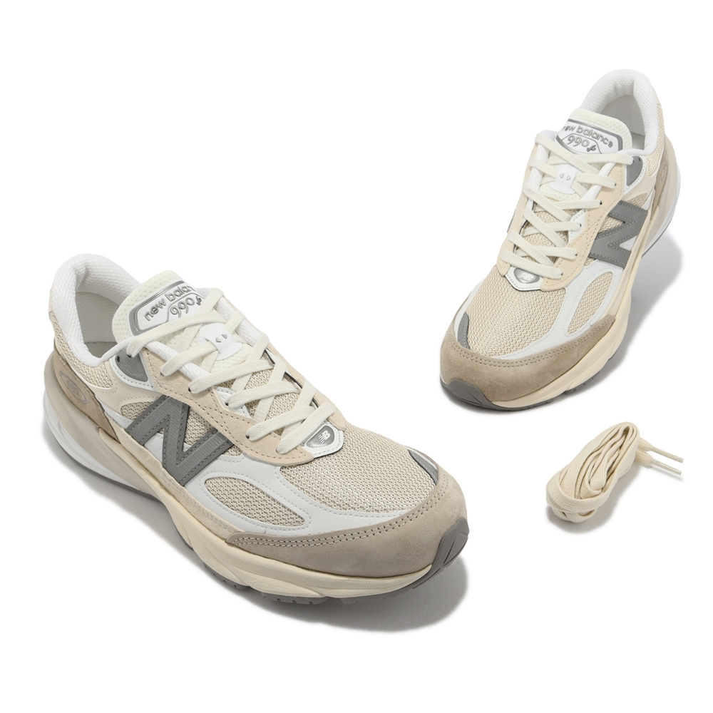 New Balance 休閒鞋990 V6 男鞋米白灰杏色美製麂皮拼接復古NB 紐巴倫