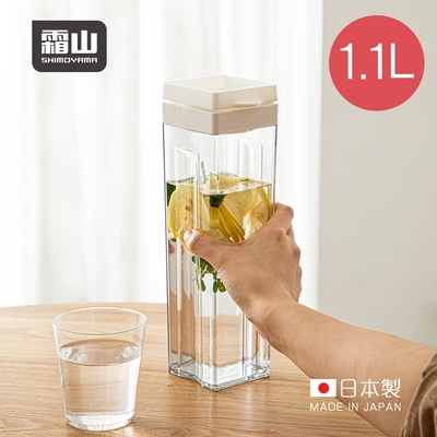 日本霜山 日本製方形免開蓋自動出水冷水壺-1.1L