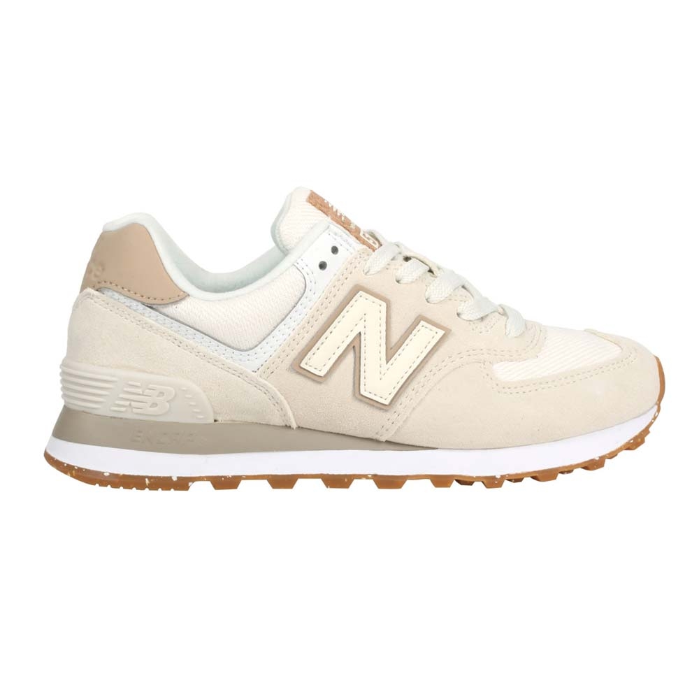 NEWBALANCE 女復古運動鞋-慢跑574系列麂皮N字鞋NB WL574SL2 白淺棕