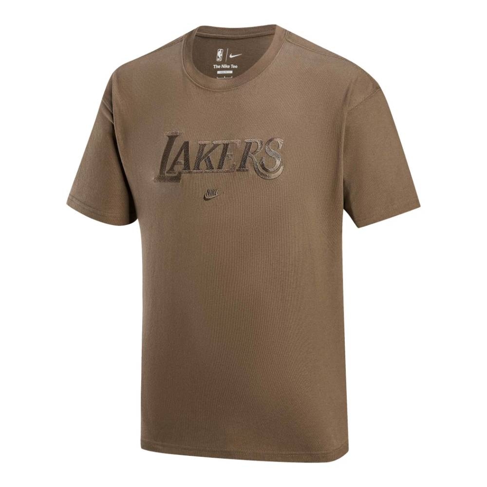 NIKE NBA Courtside Premium Essential 短袖上衣 湖人隊-咖啡色-FJ0572040