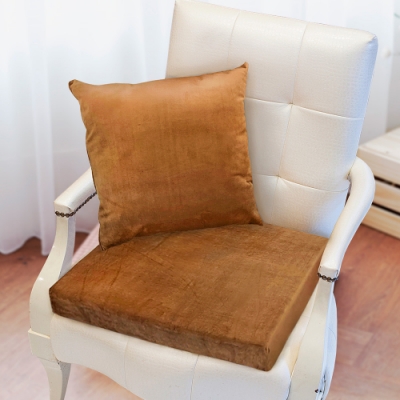 凱蕾絲帝-高支撐記憶聚合加厚絨布坐墊/沙發墊/實木椅墊55x55cm-咖啡(二入)