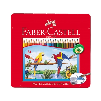 FABER-CASTELL 輝柏 水性 彩色鉛筆 水彩色鉛筆 附水彩筆 鐵盒 24色 /盒 115925