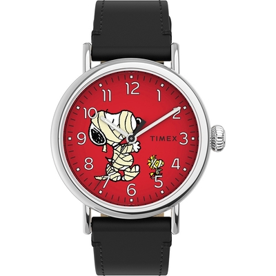 TIMEX 天美時 x SNOOPY 限量聯名系列 可愛繃帶款手錶 -紅x黑/40mm (TXTW2U86000)