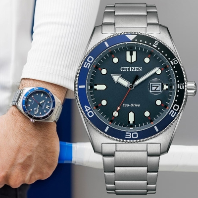 CITIZEN星辰 GENT S系列 光動能 潮流大三針腕錶 母親節 禮物 43mm / AW1761-89L