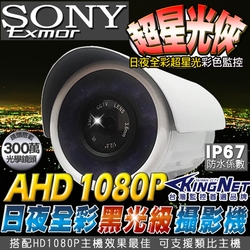 監視器 日夜全彩 SONY AHD 1080P 300萬 低照度 超星光級 星光全彩 防水攝影機-帝網KingNet