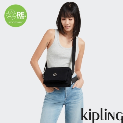 Kipling 經典百搭黑多層隨身斜背包-ABANU M