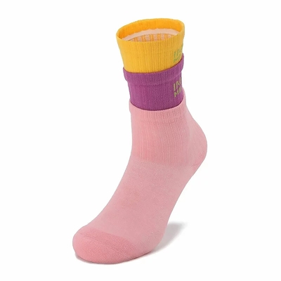 IMIMBJ 壓力3/4襪 黃紫粉｜三層襪