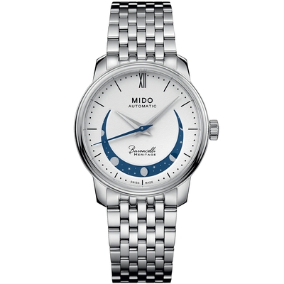 MIDO 美度 官方授權 Baroncelli 永恆系列 微笑月相機械女錶 母親節禮物-33mm M0272071101001