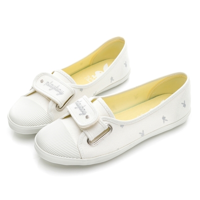 PLAYBOY耀眼星空亮蔥單寧風休閒鞋-白-Y821111